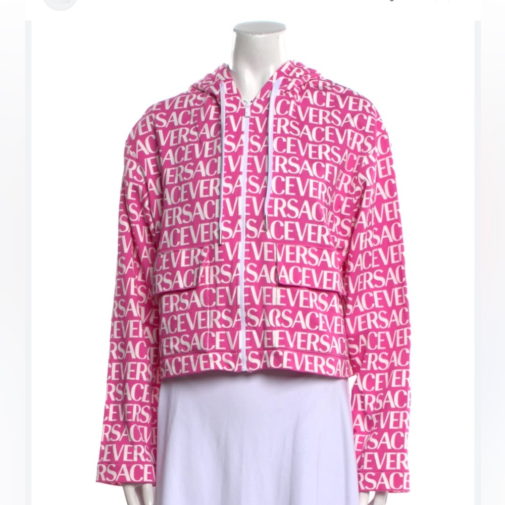 NWT Versace Logo Print Pink Jacket